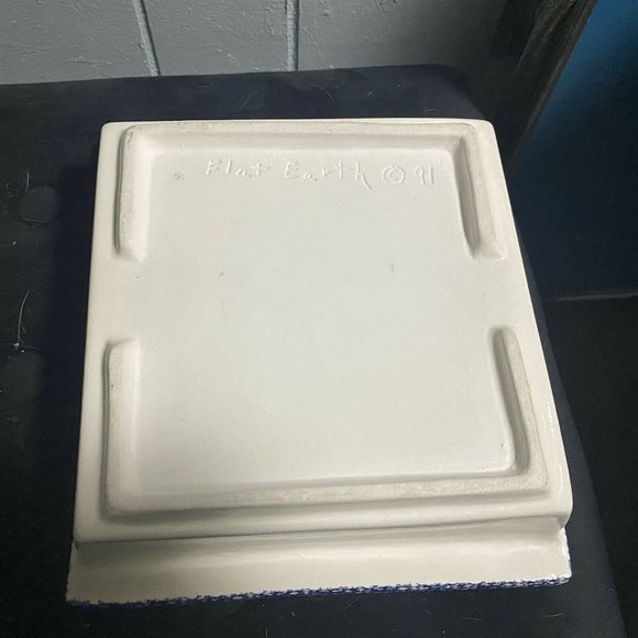 Vintage Flat Earth Pottery Heart Sponge Cake Baking Pan 1991 Square Love - Picture 7 of 8